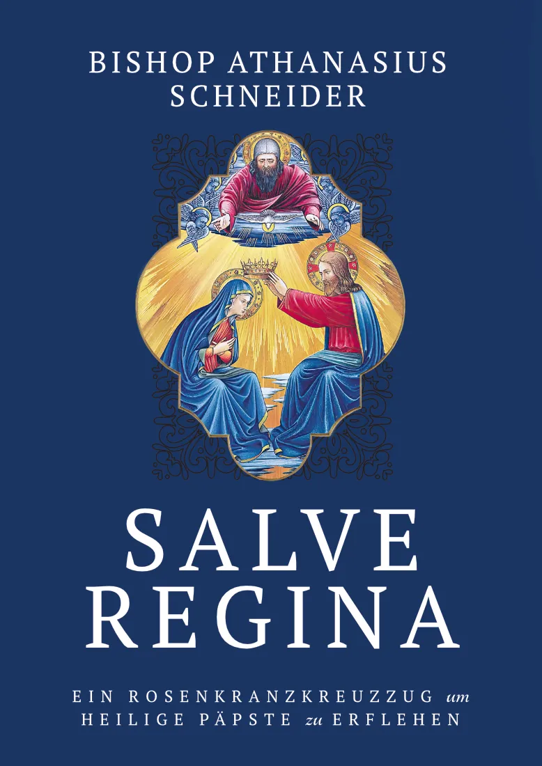 Buchcover Salve Regina mit einer Illustration der Krönung Mariens durch die Heiligste Dreifaltigkeit